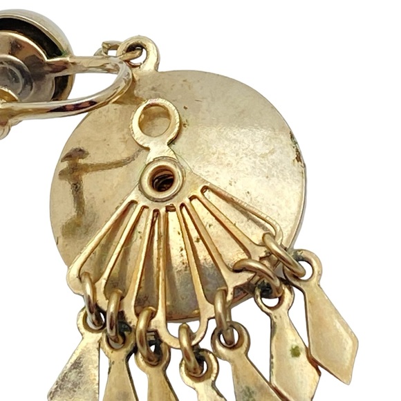 Vintage Floral Filigree Dangle Screw-Back Earrings Gold-Tone - Picture 6 of 9